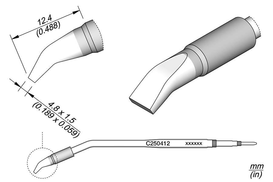 C250412 - Chisel Bent Cartridge 4.8 x 1.5